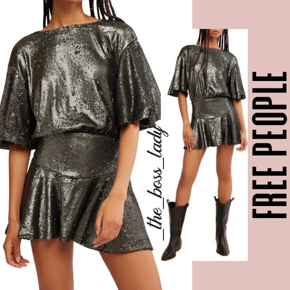 Free People mini dress sequins boho cocktail party Medium - Picture 1 of 9